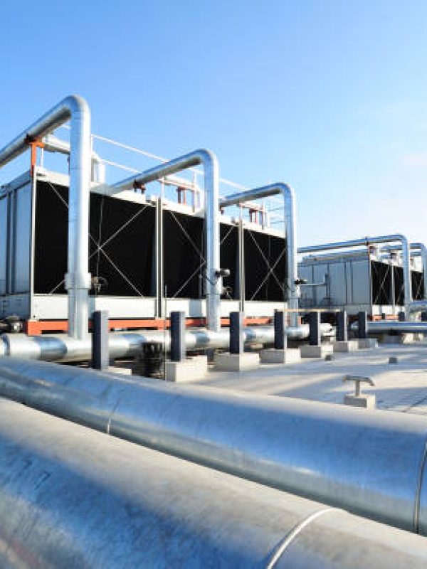 Sets of cooling towers in data center building. Sets of cooling towers in data center building.